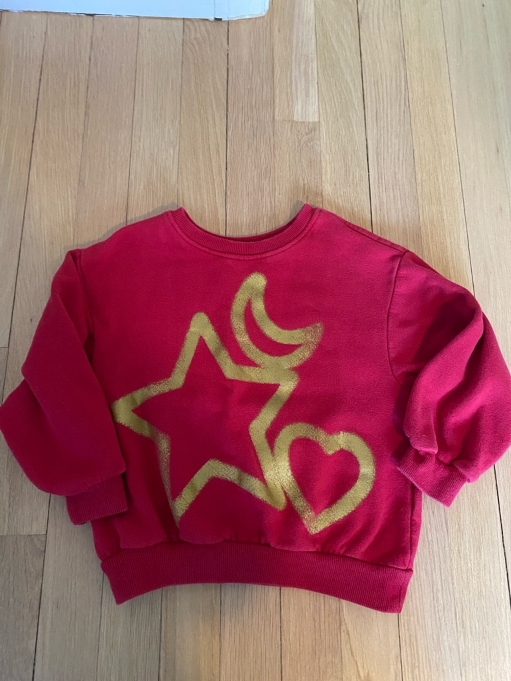 Old Navy Red Kids Sweatshirt with Gold Star Moon & Heart Graphic